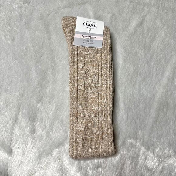 NWT Pudus Over-The-Knee Tan Sweater Socks Women’s 6-10 Cozy - Picture 5 of 8